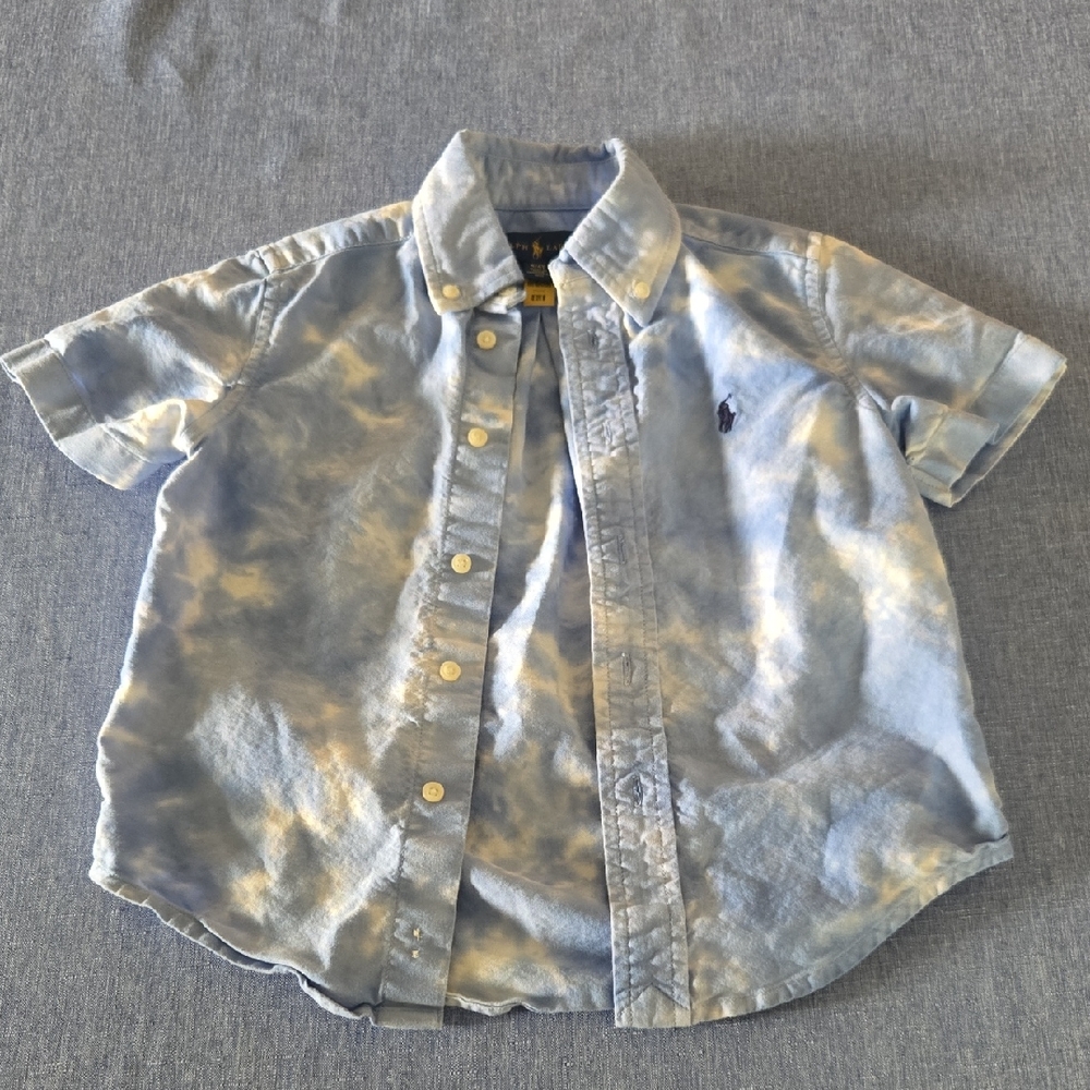 Ralph Lauren Tie-Dye Blue Button-Down Shirt Boys 4t
